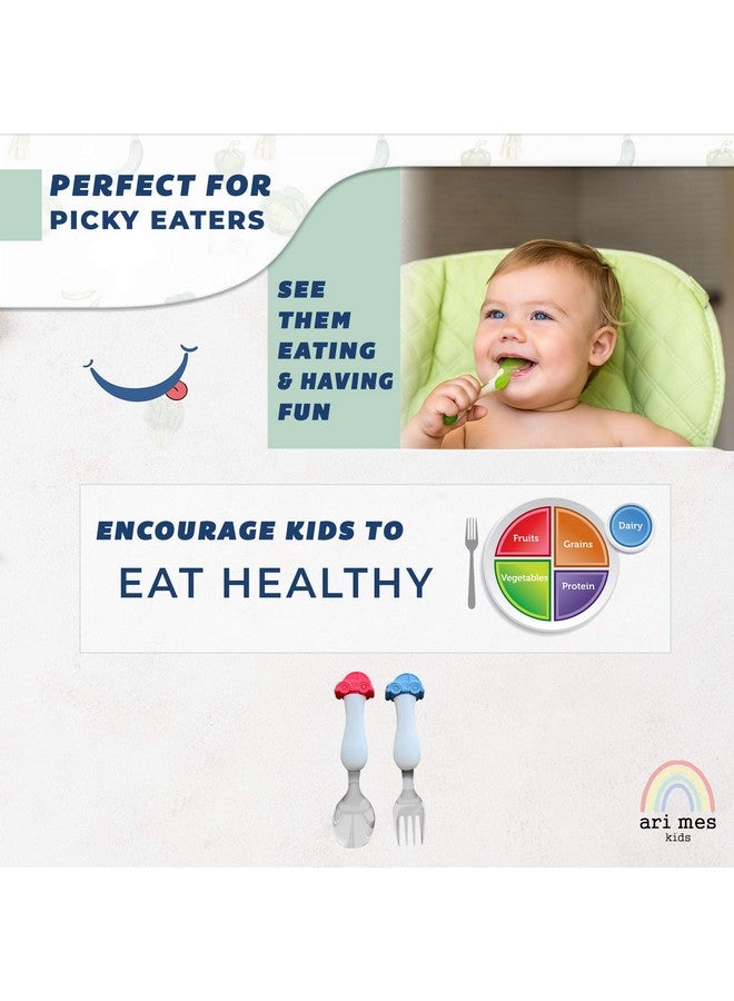 ARI MES - BPA-Free Toddler Car Utensils - Easy-Grip Car Spoon and Fork Set for Kids - Image 4