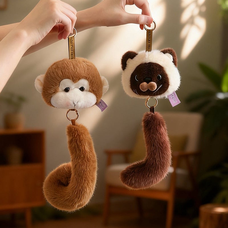 Cute Plush Animal Tail Keychain Pendant for Bags - Image 1