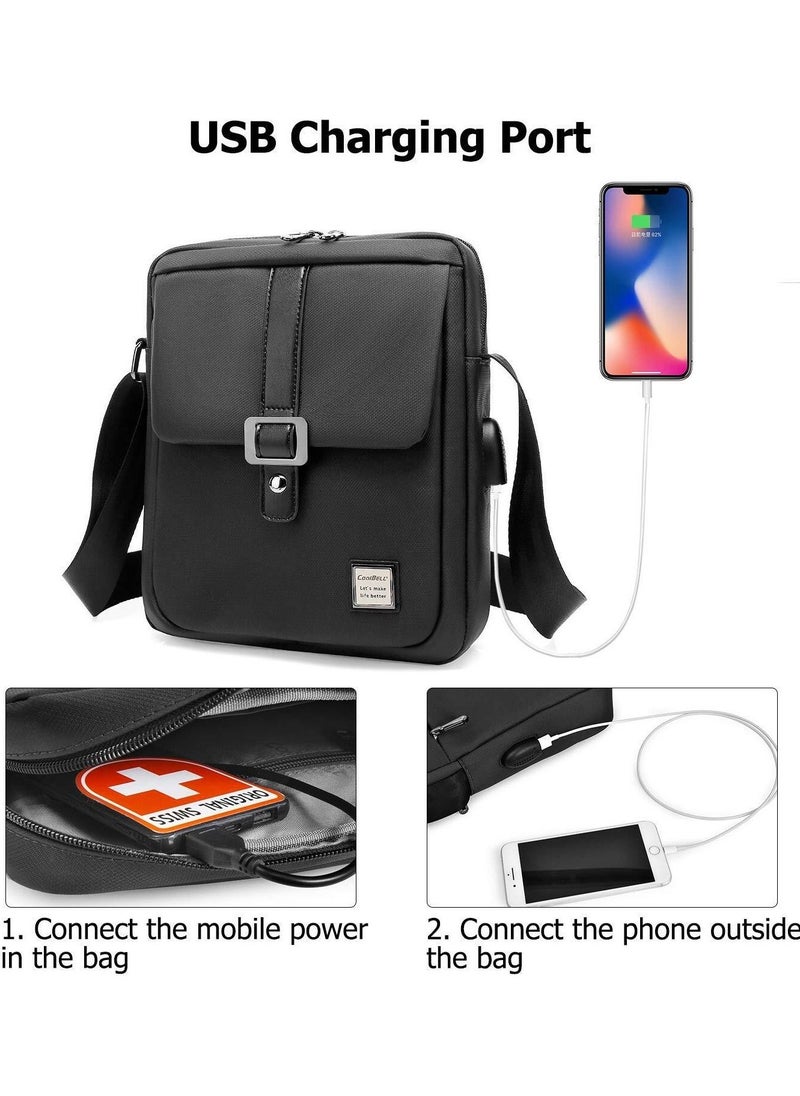 Unisex Tablet Shoulder Bag for Travel/School/Work - Black