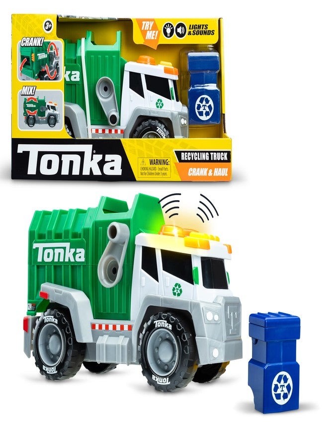 Tonka, Crank and Haul Garbage Truck- Made with Sturdy Plastic, White and Green Kid Powered Toy Construction Truck, Ages 3+ Boys and Girls, Kids, Toddlers, Christmas Birthday Gifts - Image 1