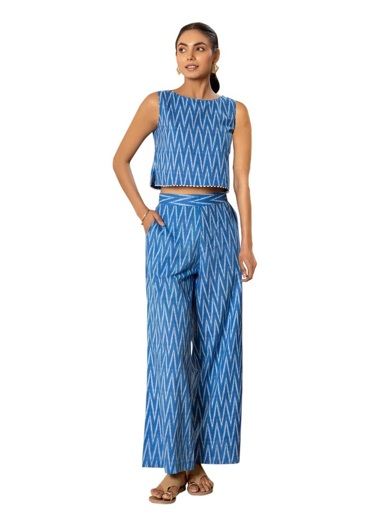 FIORRA Women's Blue Printed Cotton Co-ord Set SET0197 - Image 1