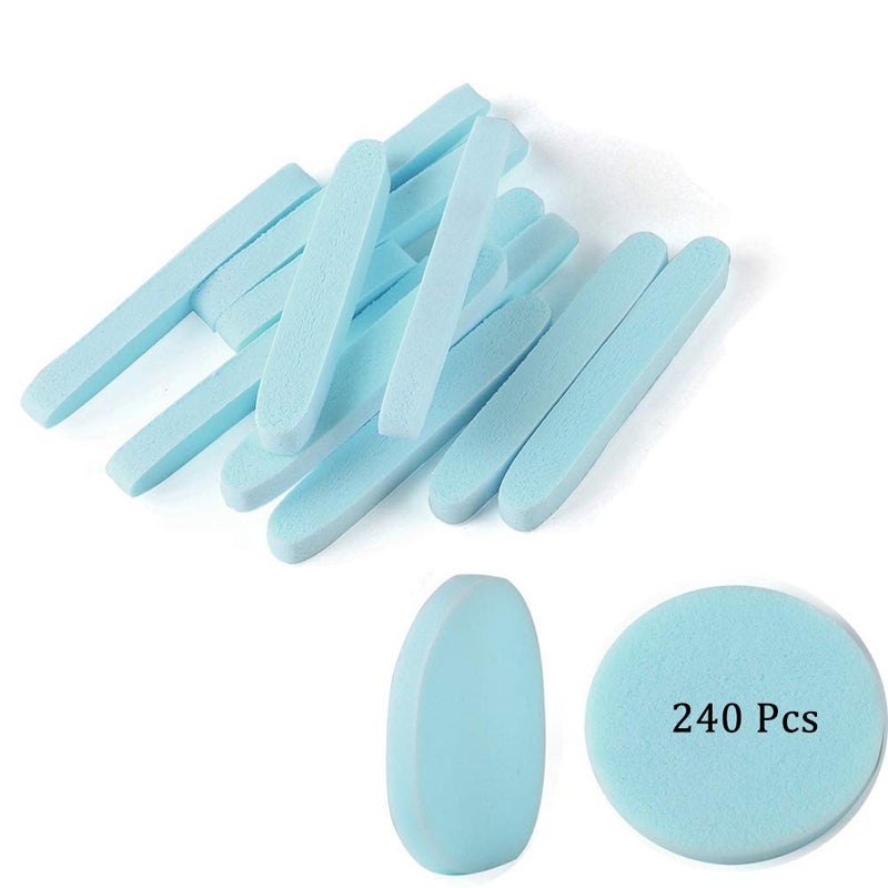 Facial Sponge Compressed240 Count PVA Professional Makeup Removal Wash Round Face Sponge Pads Exfoliating Cleansing for WomenBlue