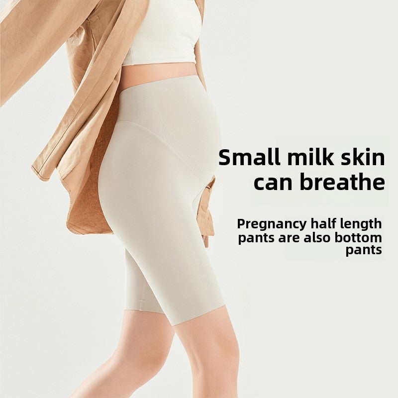Pregnant Womens Leggings Five-point Pants Spring and Summer Thin Belly-supporting Leggings Safety Pants Pregnant Womens Dress Pregnant Womens Pants Five-point Pants Black  - Image 1