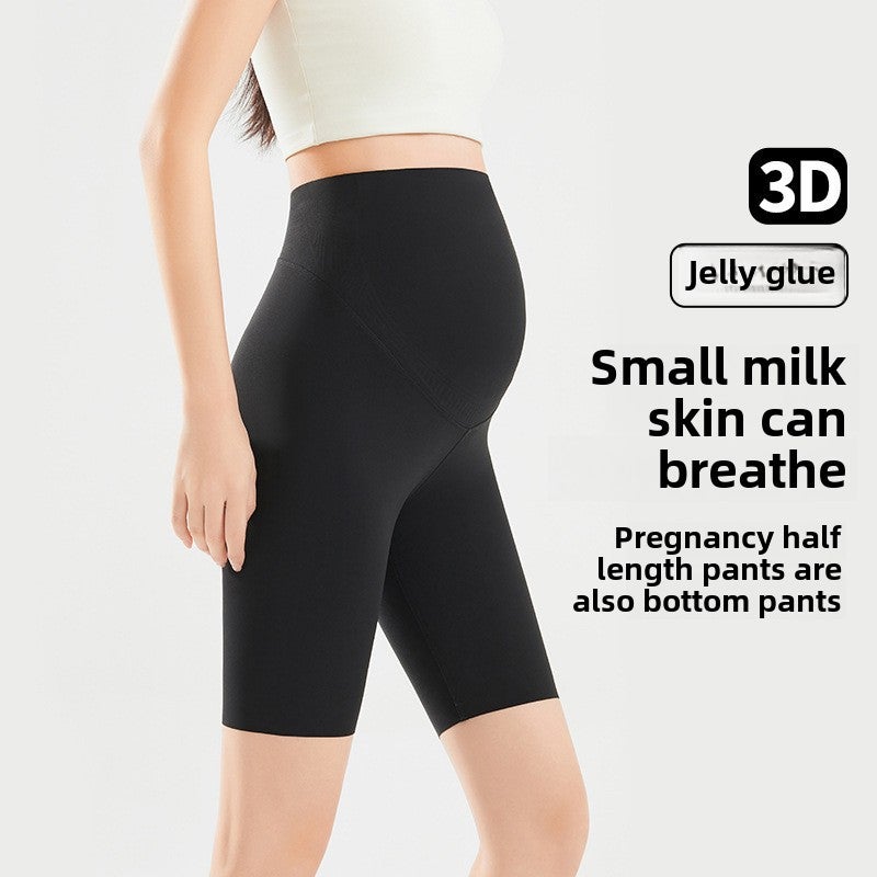 Pregnant Womens Leggings Five-point Pants Spring and Summer Thin Belly-supporting Leggings Safety Pants Pregnant Womens Dress Pregnant Womens Pants Five-point Pants Black  - Image 2