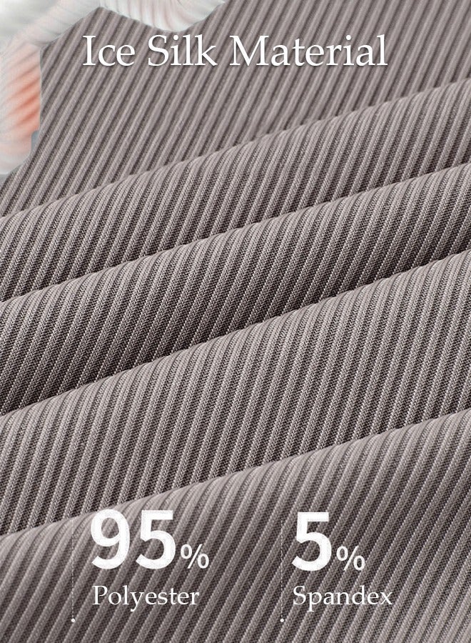 DUNISO Men's Pajamas Set Short Sleeve Summer Relaxed Pajamas Round Neck High Elastic Breathable Thin Pajamas Set - Image 3