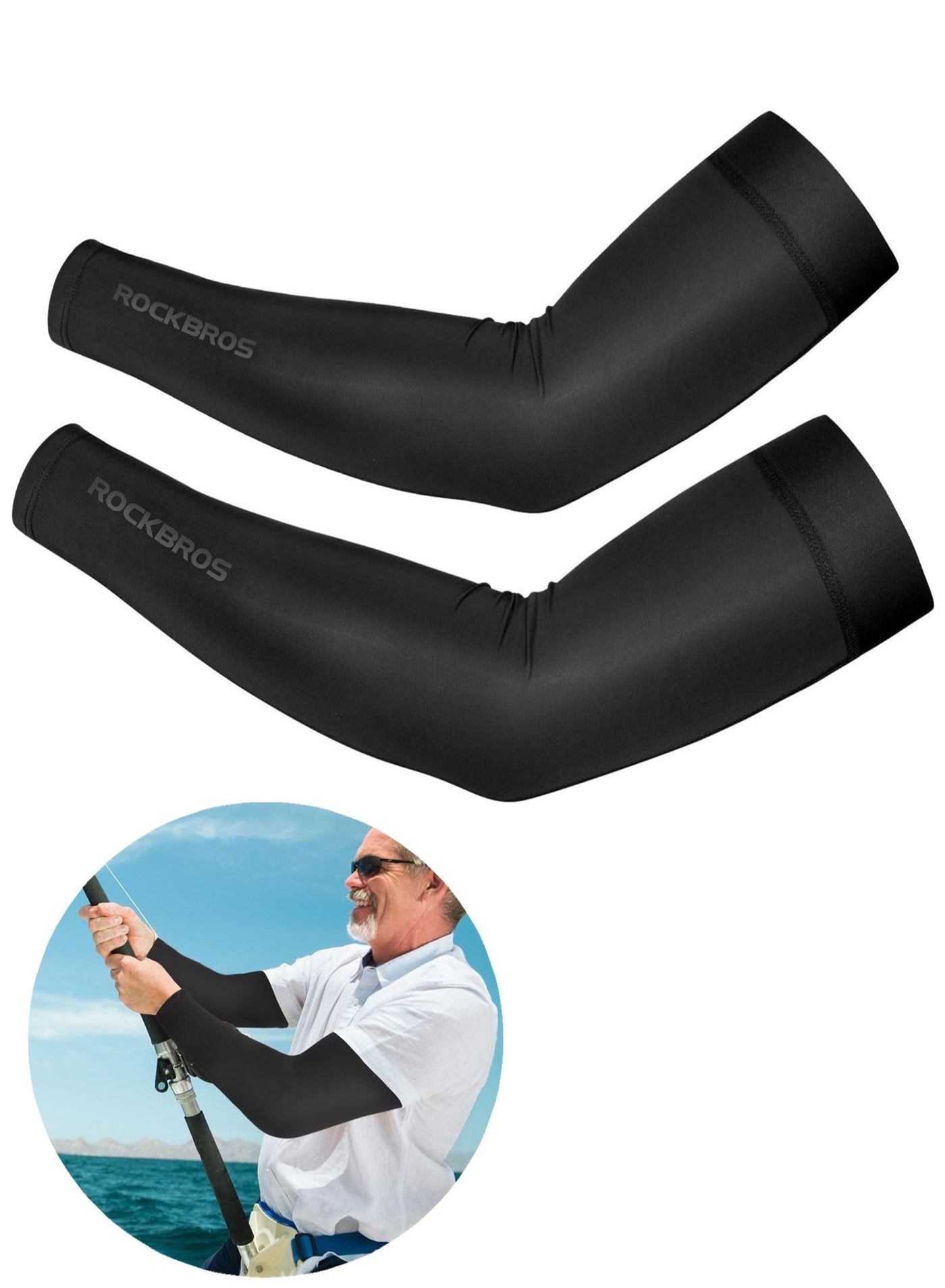 Sun Protection Arm Sleeves UPF50+ Cooling UV Sleeves for Men & Women, Arm Covers for Cycling, Golf, Desert Sports, Driving, Fishing(Black)