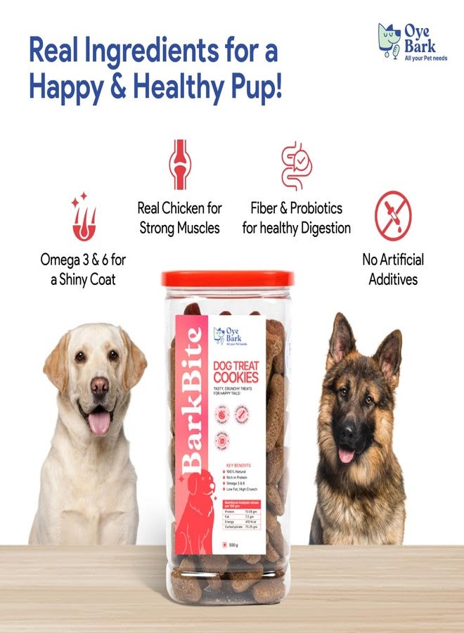 بسكويت أوي بارك بارك بايت للكلاب ٥٠٠ غرام | بسكويت مقرمش للجراء والكلاب البالغة | مكافآت صحية لتدريب الكلاب ووجبات خفيفة يومية | دجاج، دخن وأرز | مكافآت لجميع السلالات - Image 2