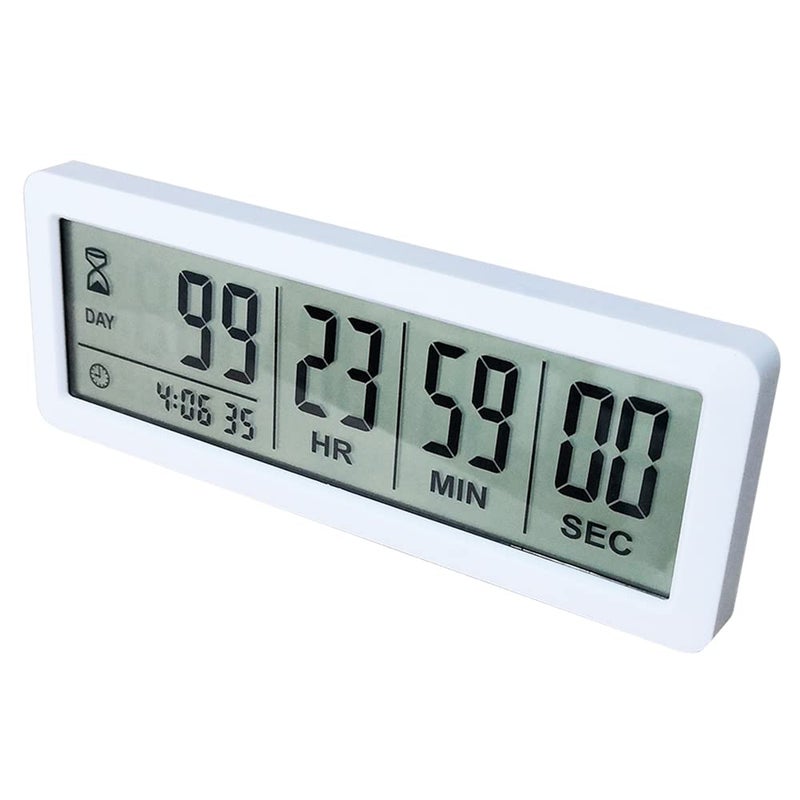MOSTRUST Digital Countdown Days Timer White Upgraded Big 999 Days Count Down Clock with Stand Strong Magnetic Back for Vacation Retirement Wedding Holiday