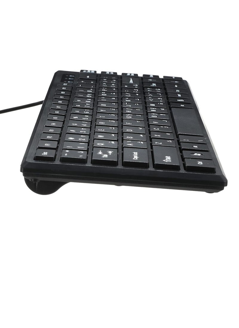 فوريف لوحة مفاتيح FOREV FV-65S، لوحة مفاتيح صغيرة مريحة للمكتب صامتة، USB سلكية - 83 غطاء مفاتيح شوكولاتة نحيف -حروف العربية والإنجليزية | أسود  - Image 2