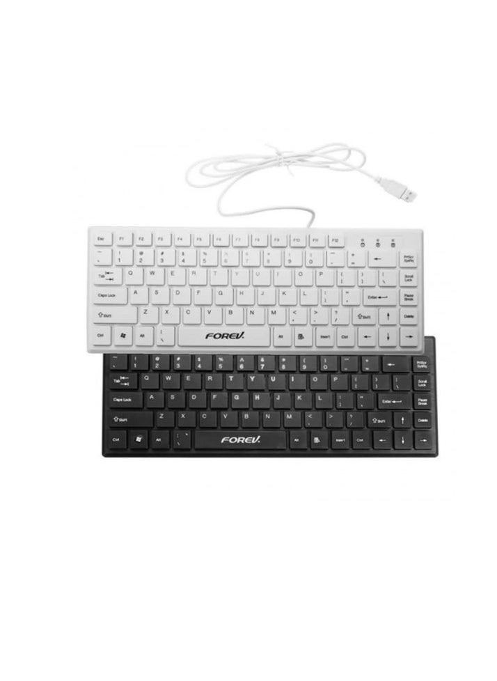 فوريف - لوحة مفاتيح FOREV FV-65S، لوحة مفاتيح صغيرة مريحة للمكتب صامتة، USB سلكية - 83 غطاء مفاتيح شوكولاتة نحيف -حروف العربية والإنجليزية | أسود - Image 1