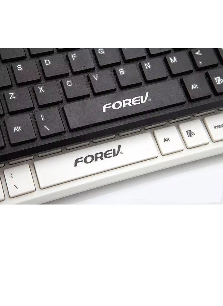 فوريف - لوحة مفاتيح FOREV FV-65S، لوحة مفاتيح صغيرة مريحة للمكتب صامتة، USB سلكية - 83 غطاء مفاتيح شوكولاتة نحيف -حروف العربية والإنجليزية | أسود - Image 1