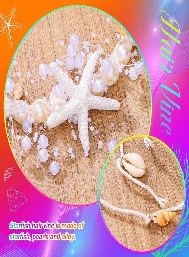 Unicra Pearl Bridal Headband Starfish Hair Vine Shell Headpiece Beach Wedding Hair Accessories for Women and Brides (White, Free Size) - Image 5