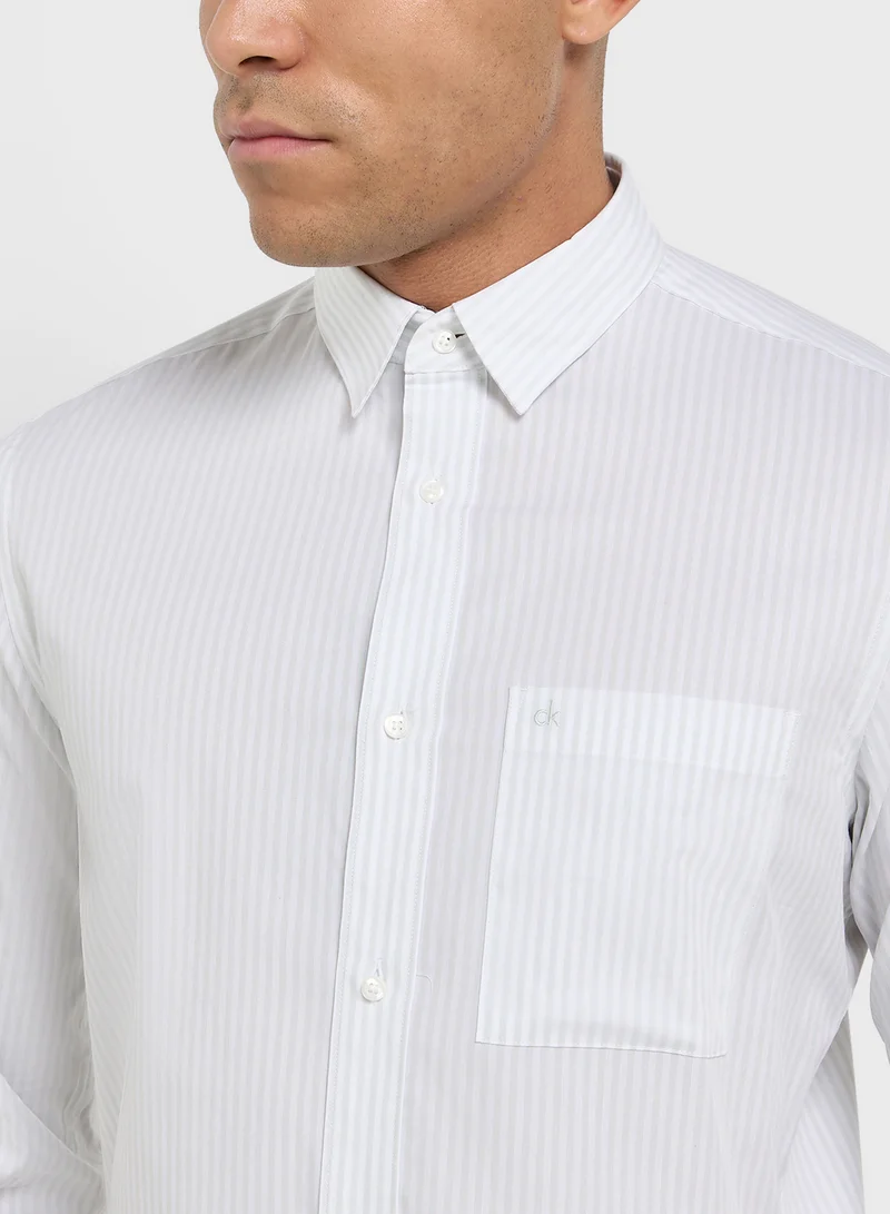 CALVIN KLEIN Poplin Stripe Long Sleeve Shirt