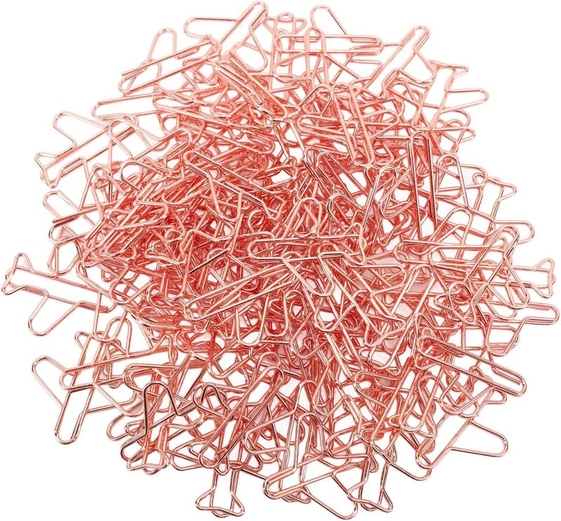 Rose Gold Airplane Shaped Paper Clips 100pcs Lightweight Metal Multi Purpose Bookmark for School Office - Image 1
