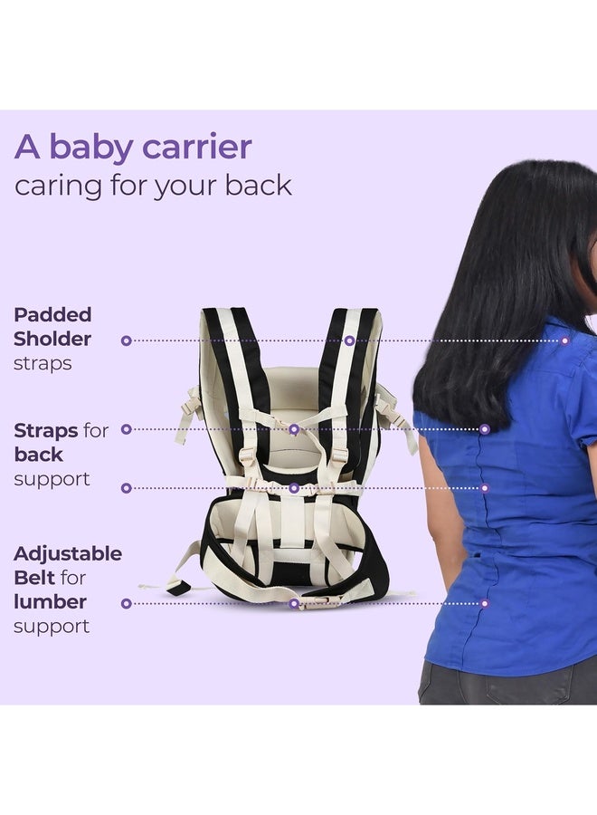 Luvlap Elegant Baby Carrier with 4 carry positions, lightweight & travel friendly, 4-24Month baby, Adjustable New-born to Toddler Carrier with cushioned leg support, Max weight 15Kg (Black) - Image 3