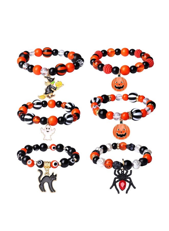MOLOCH Halloween Beaded Stretch Bracelet-Goth Spooky Ghost Pumpkin Spider Cat Witch Charm Bracelet-Halloween Costume Jewelry Gift For Woman - Image 1