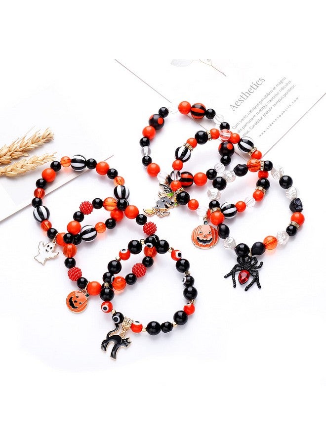 MOLOCH Halloween Beaded Stretch Bracelet-Goth Spooky Ghost Pumpkin Spider Cat Witch Charm Bracelet-Halloween Costume Jewelry Gift For Woman - Image 4