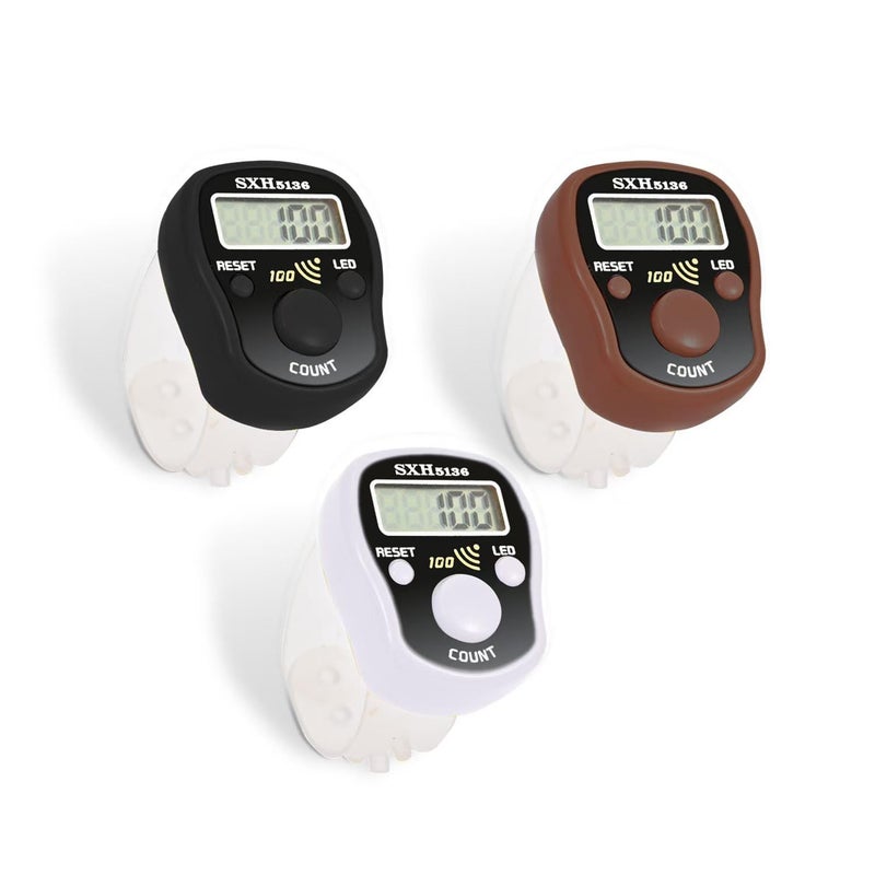 TESEAS Finger Counter Click Manual Digital clicker, 3pack Stitch Tally Knitting Counters Led Resettable Digits Pitch Electronic LCD Display finger Number Counter Finger Hand Tally Counter Counting Clicker - Image 1