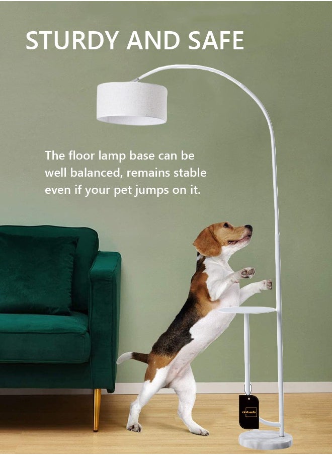 Modern Design Floor Lamp with Table, Black Lamp Shade with E27 Bulb 12W, Warm Light, Marble Base
