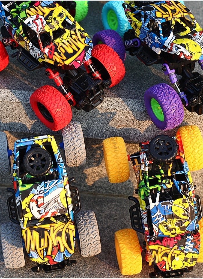TOY GARDEN Monster Truck Toys  4-Pack Friction Powered Off-Road Stunt Cars with Multicolored Wheels – Durable Push-and-Go Vehicles for Kids Ages 2-7  - Image 3