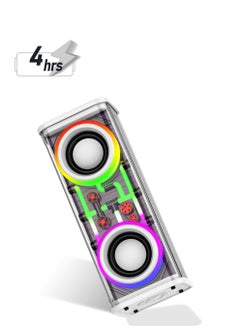 Bluetooth Speakers, Portable Wireless Speaker with 10w Stereo Sound, Transparent Speaker with Led Colorful Lights, Bluetooth 5.3, Tws Pairing, Party Speaker for Home Camping, Birthday Parties(1 Pack)