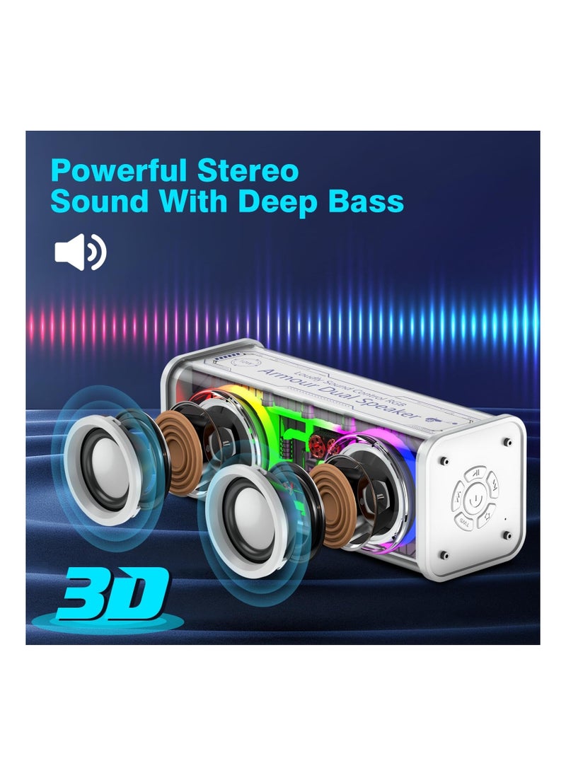 Captaintech - Bluetooth Speakers, Portable Wireless Speaker with 10w Stereo Sound, Transparent Speaker with Led Colorful Lights, Bluetooth 5.3, Tws Pairing, Party Speaker for Home Camping, Birthday Parties(1 Pack) - Image 1