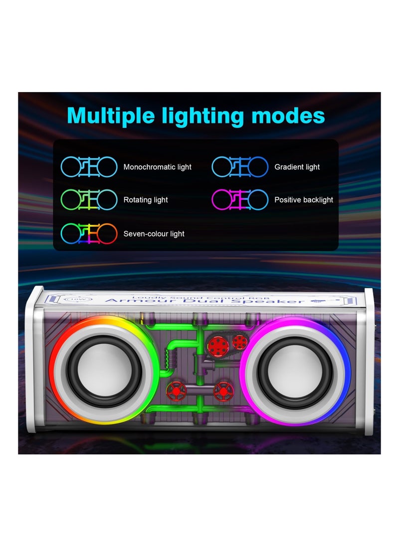 Captaintech - Bluetooth Speakers, Portable Wireless Speaker with 10w Stereo Sound, Transparent Speaker with Led Colorful Lights, Bluetooth 5.3, Tws Pairing, Party Speaker for Home Camping, Birthday Parties(1 Pack) - Image 1