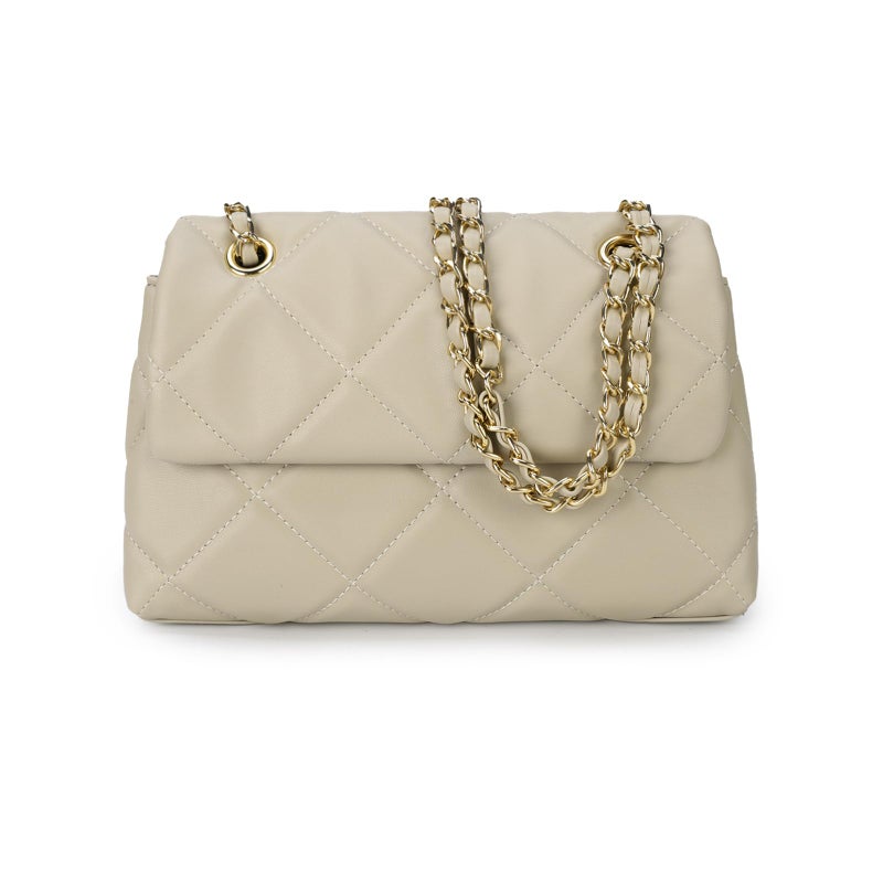 Gladdon Quilted Crossbody Purses for Women Small Ladies Shoulder Bags with Chain Trendy Clutch Purse Cute Designer Bag Beige II - Image 1