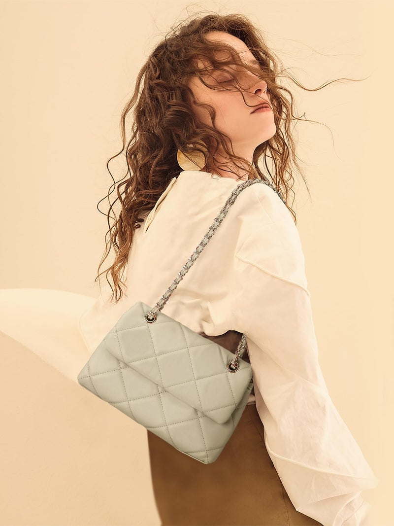 Gladdon Quilted Crossbody Purses for Women Small Ladies Shoulder Bags with Chain Trendy Clutch Purse Cute Designer Bag Beige II - Image 2