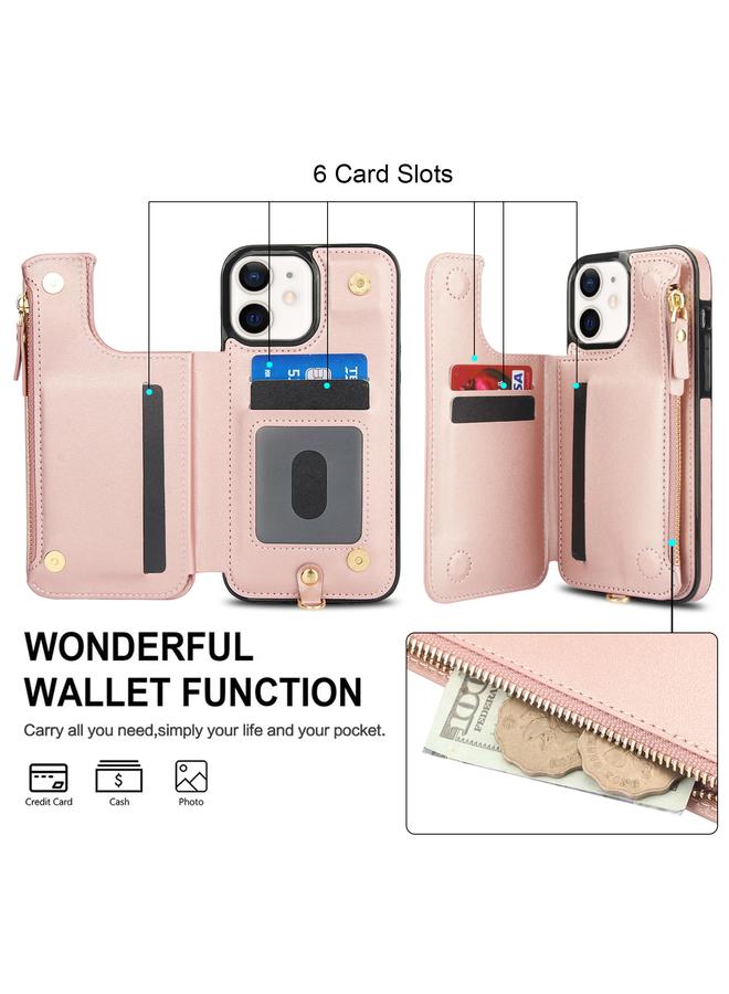 اس-توب جراب لهاتف iPhone 12 مصنوع من الجلد بسحاب مزدوج مزود بتقنية RFID مع حبل قصير - Image 5