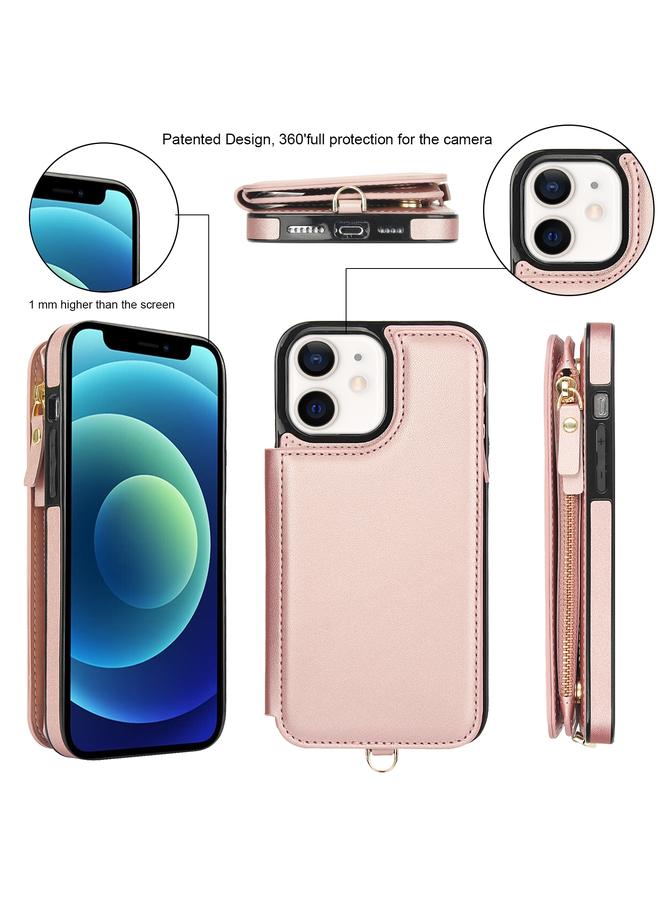 اس-توب جراب لهاتف iPhone 12 مصنوع من الجلد بسحاب مزدوج مزود بتقنية RFID مع حبل قصير - Image 2