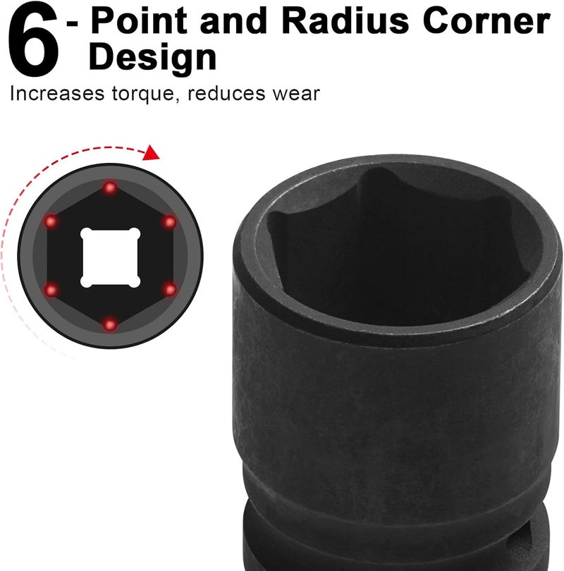 Jetech 1/2 Inch Drive 23mm Standard Impact Socket, Chrome Molybdenum Alloy Steel, 6-Point Design, Metric - Image 4