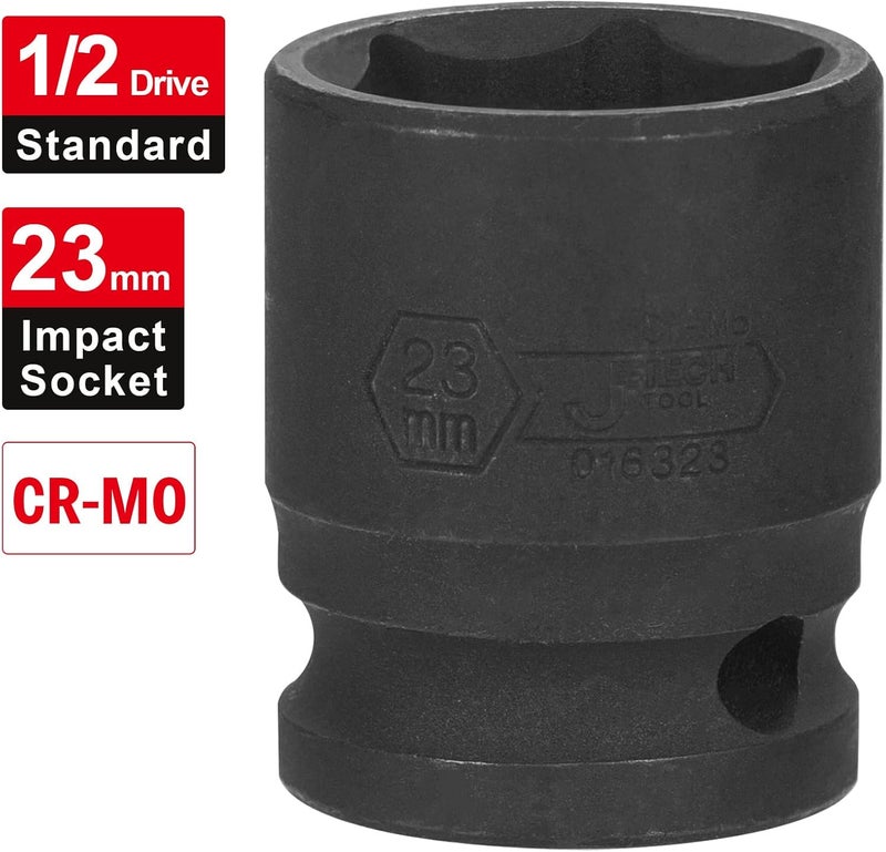 Jetech 1/2 Inch Drive 23mm Standard Impact Socket, Chrome Molybdenum Alloy Steel, 6-Point Design, Metric - Image 3