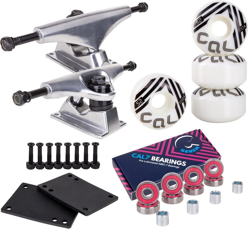 Cal 7 Skateboard Complete Combo with 139 mm Trucks, 52 mm Wheels, Bearings, Durable Skateboard Hardware Kit, Starter Set for Standard Skateboards - Image 1