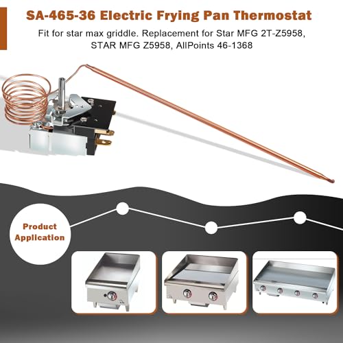 Bonbo Upgraded SA-465-36 Electric Griddle Thermostat Control for Star 2T-Z5958 STAR MFG 2T-Z5958 STAR MFG Z5958 AllPoints 46-1368, Temp 100-450F - Image 2