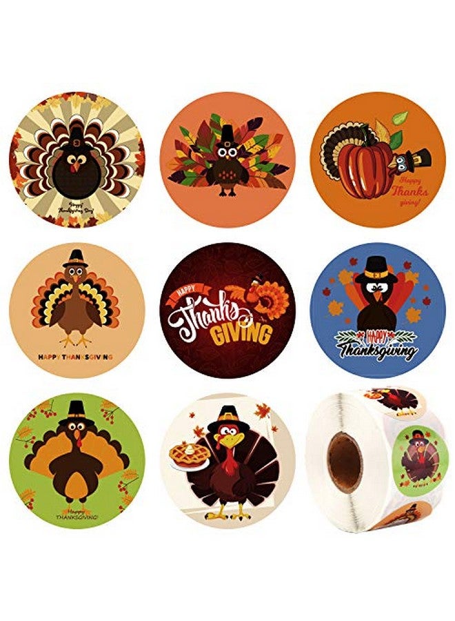 Elcoho 600 Pieces Funny Thanksgiving Stickers Assortment Turkey Design Roll Stickers For Party Favors Supplies - Image 1