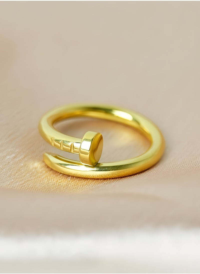 Lee Yon - Gold Plated Adjustable Ring, Size 6 - Image 1