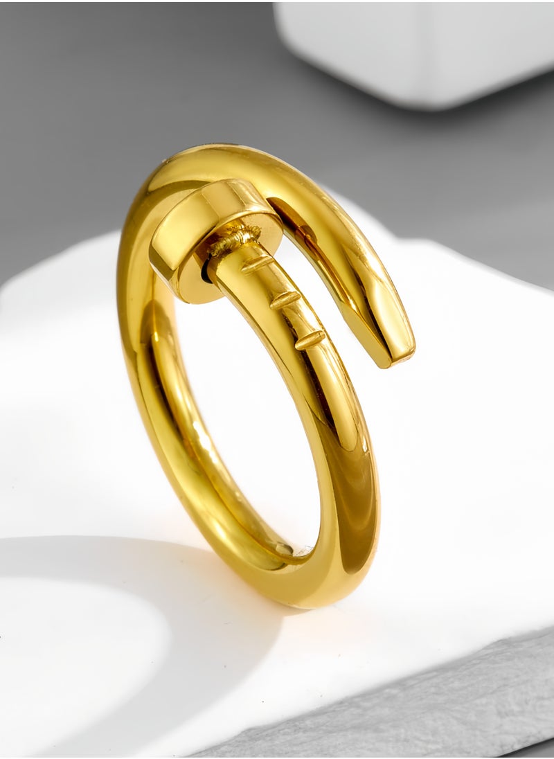 Lee Yon - Gold Plated Adjustable Ring, Size 6 - Image 1