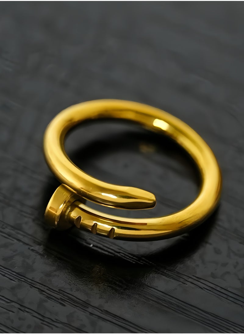Lee Yon - Gold Plated Adjustable Ring, Size 6 - Image 1