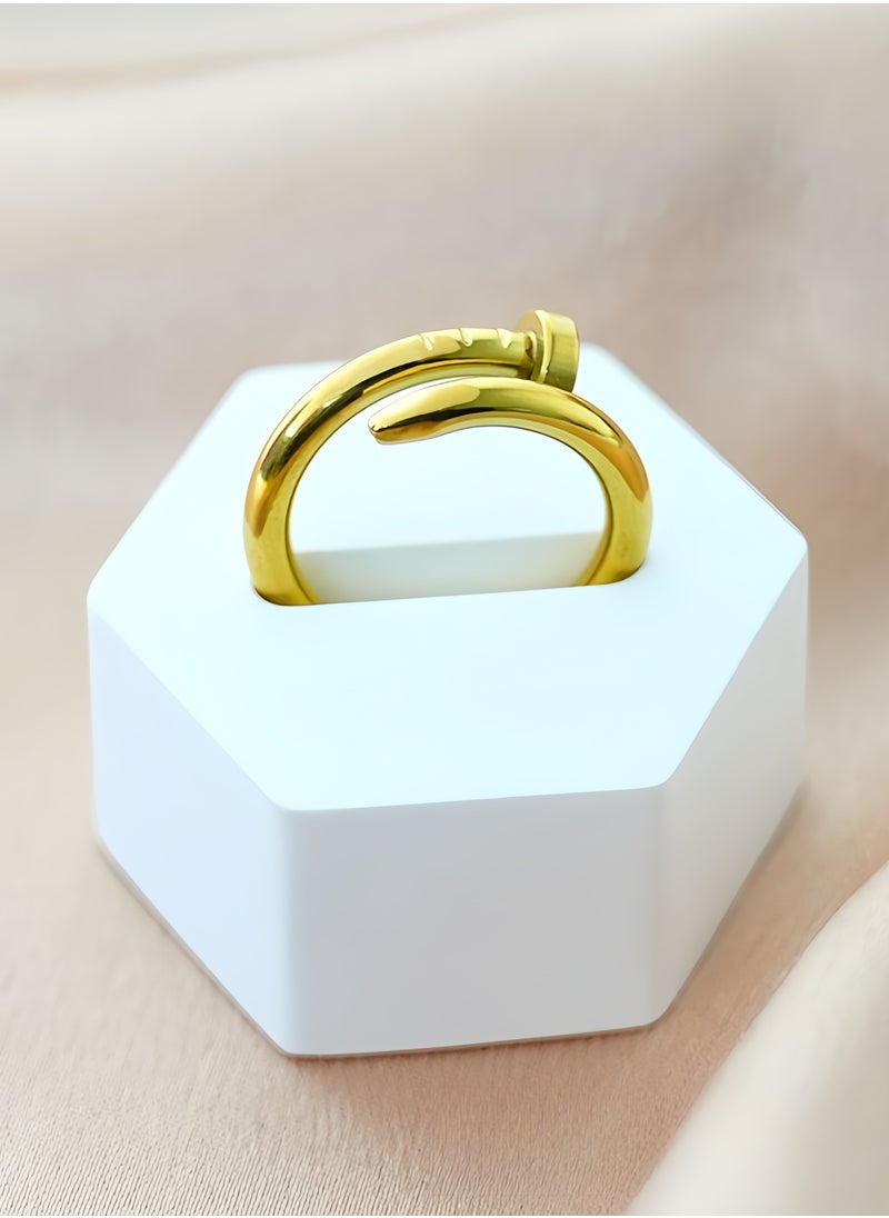 Lee Yon - Gold Plated Adjustable Ring, Size 6 - Image 1