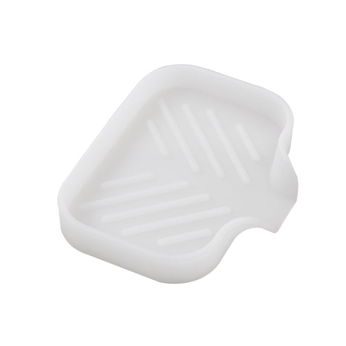 SILICONE BATHROOM SOAP DISHES WITH DRAIN SPOUTBATHROOM AND KITCHEN SINK ORGANIZERSPONGE HOLDERDISH SOAP TRAYPERFECT FOR DISPENSERSCRUBBERBOTTLECUP ON COUNTER TRANSLUCENT 4932