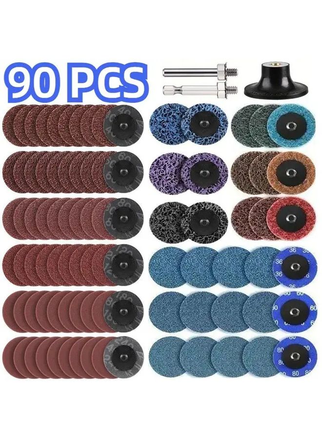 90 Pcs 2 Inch Sanding Disc Pads Set Aluminum Oxide Grit for Drill Grinder Rotary Tools - Image 2
