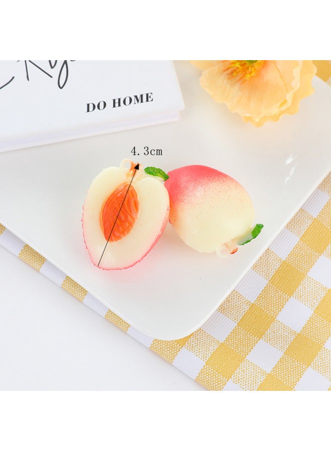 Simulation Fruit Pendant Simulation Mini Half Fruit For Apple Watermelon Pitaya Kiwi Model Exclusive-Color:Half A Peach-Specifications:Keychain  - Image 1