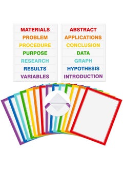 Lewtemi 14 Sheets Self Adhesive Presentation Science Subtitles 2 Sheets Edge Self Adhesive Paper Poster Board Letters Presentation Paper Science Fair Board Supplies For School Office Supplies (Rainbow Color)  - Image 1