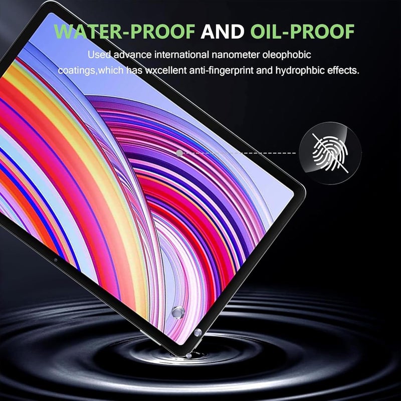 NESLIN حزمة حماية شاشة المزدوجة لجهاز Xiaomi Redmi Pad Pro مقاس 12.1 بوصة 2024، فيلم زجاجي مقسى بصلابة 9H، فيلم لوحي فائق المقاومة ومضاد للبصمات وواضح عالي الدقة لجهاز Redmi Pad Pro مقاس 12.1 بوصة 2024 - Image 3