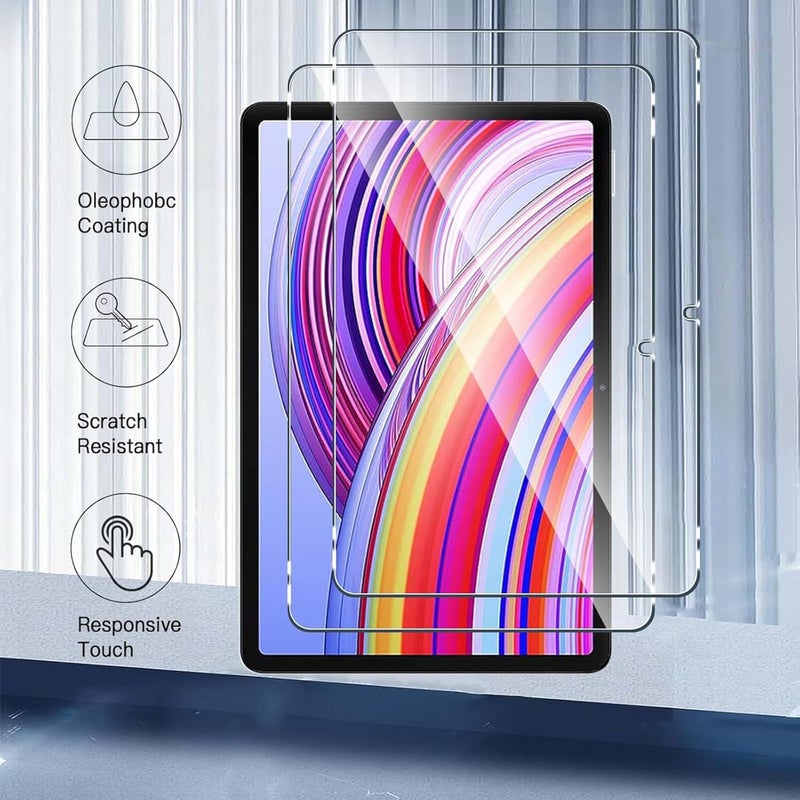 NESLIN حزمة حماية شاشة المزدوجة لجهاز Xiaomi Redmi Pad Pro مقاس 12.1 بوصة 2024، فيلم زجاجي مقسى بصلابة 9H، فيلم لوحي فائق المقاومة ومضاد للبصمات وواضح عالي الدقة لجهاز Redmi Pad Pro مقاس 12.1 بوصة 2024 - Image 2