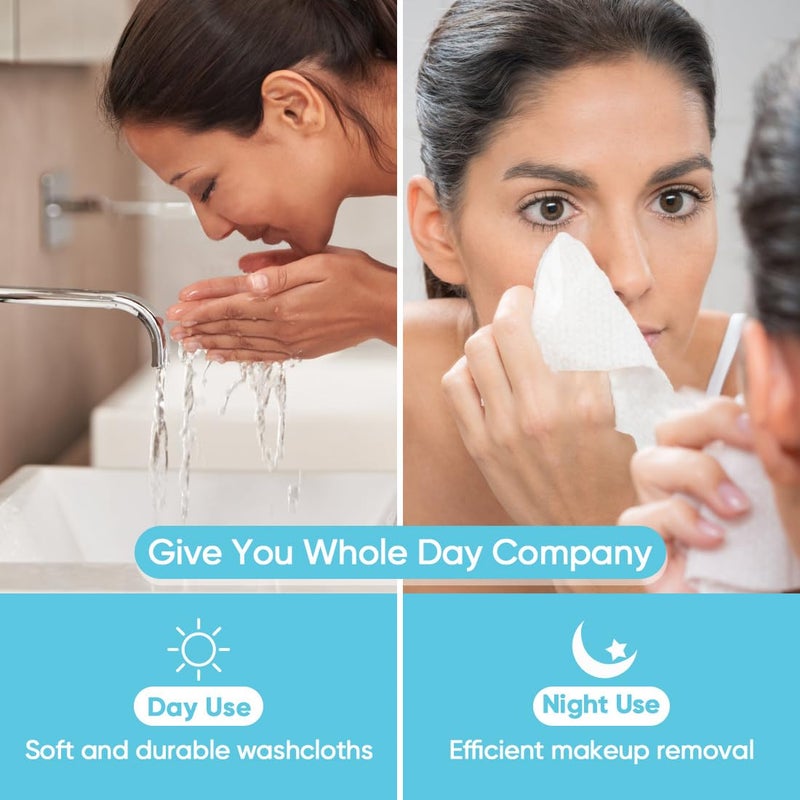 Orighty Disposable Face Towel, Biodegradable Clean Facial Towels, Super Soft Makeup Remover Wipes, Absorbent Facial Wash Cloth for Makeup Removing, Facial Cleansing, Nursing, Outdoor, 100 ct, 1 pack - Image 5