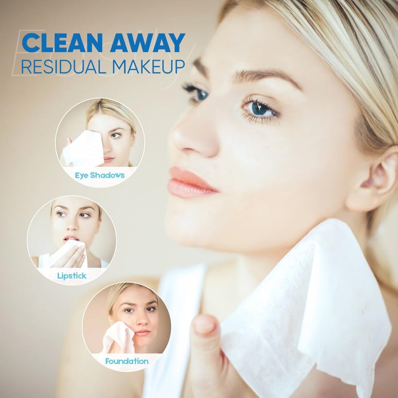 Orighty Disposable Face Towel, Biodegradable Clean Facial Towels, Super Soft Makeup Remover Wipes, Absorbent Facial Wash Cloth for Makeup Removing, Facial Cleansing, Nursing, Outdoor, 100 ct, 1 pack - Image 3