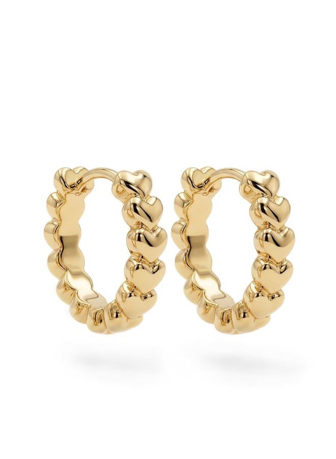 MYEARS Women Earrings Gold Huggie Hoop Ear Stud Cuff 14K Small Simple Hypoallergenic Everyday Jewelry, One Size, Brass Metal Yellow Gold, No Gemstone - Image 1