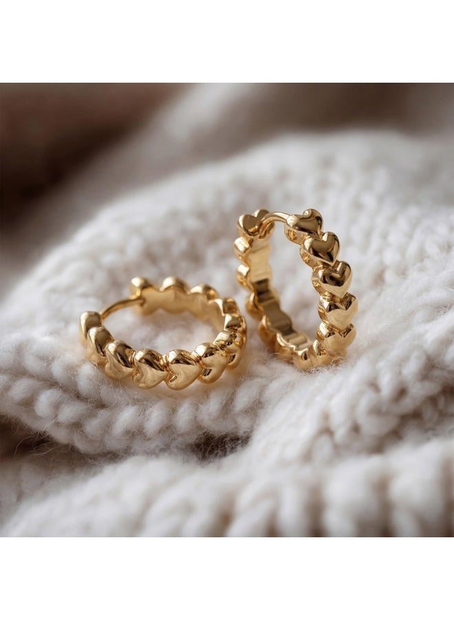 MYEARS Women Earrings Gold Huggie Hoop Ear Stud Cuff 14K Small Simple Hypoallergenic Everyday Jewelry, One Size, Brass Metal Yellow Gold, No Gemstone - Image 3